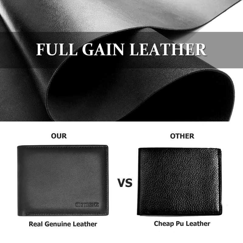 Sigtrenx Leather Wallets for Men, Genuine Leather Mens Wallet Bifold