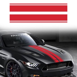 HUWANDE 63''x11'' Racing Body Stripes Stickers,Cars Hood Vinyl Decals,Car Pattern Sticker (Red)