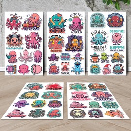 MONIZY Octopus Stickers 50 Pieces Vinyl Waterproof Decal for Laptop Water Bottle Phone Car Window Bike Motorcycle Stakeboard Scrapbook Octopuses Sticker Gifts for Kid Teen Adult