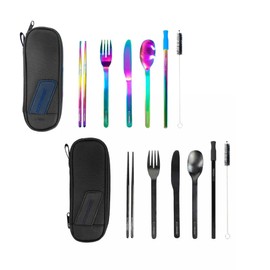 EcoVessel 6 Piece Stainless Steel Utensil Set, Black Shadow
