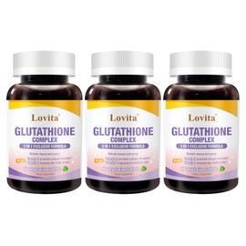 Lovita Glutathione Complex 500mg for Radiant Skin & Immunity Support | 99.8% Purity with Vitamin C, Selenium & E, Vegan, Non-GMO, Gluten-Free 180 Vegetarian Tablets (Pack of 3)