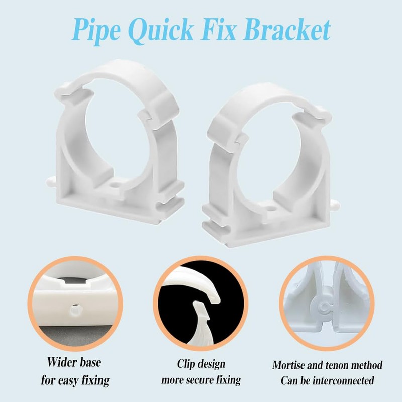 RHQFDM 40 Pieces PPR Pipe Clamps 16mm Tubing Clips White