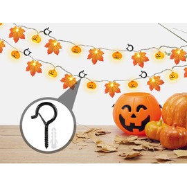 Hitopin Pack of 30 Screw Hooks, Hook Screws with Snap Security, Christmas Lighting Hooks, Stainless Steel Ceiling Hooks, for Hanging Pot Plants, Christmas Decoration, Lanterns (Black)