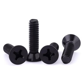#10-24 x 1/2" Machine Screws, Phillips Flat Head, 304 Stainless Steel 18-8, Black Coated, Countersunk Screws for Computer Case, Electronics, DIY, 50 PCS