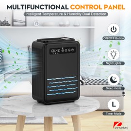 Updated Dehumidifier (Remote control) for Bedroom, 95 OZ Water Tank, 800 sq.ft Quiet Small Dehumidifiers for Basement Home Bathroom with Auto Shut Off, 7 Colors LED Light, Black