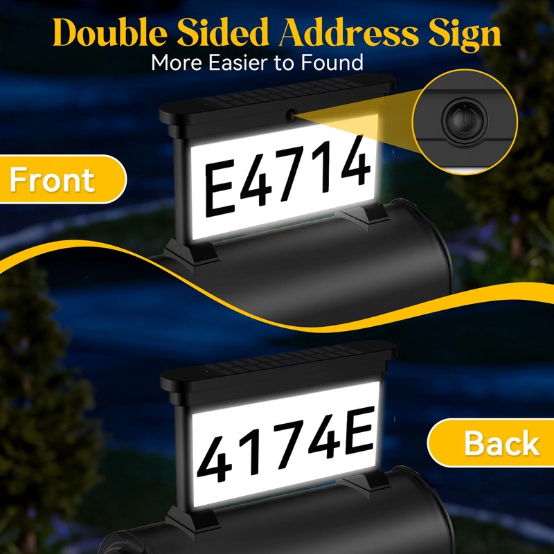 LumiZen Solar Mailbox Numbers, Double Sided RGB Color Changing Address