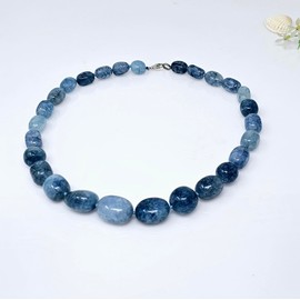 Treasure Bay Chunky Natural Gemstone Beaded Necklace for Women, Women's Handmade Necklace (Agate Blue)