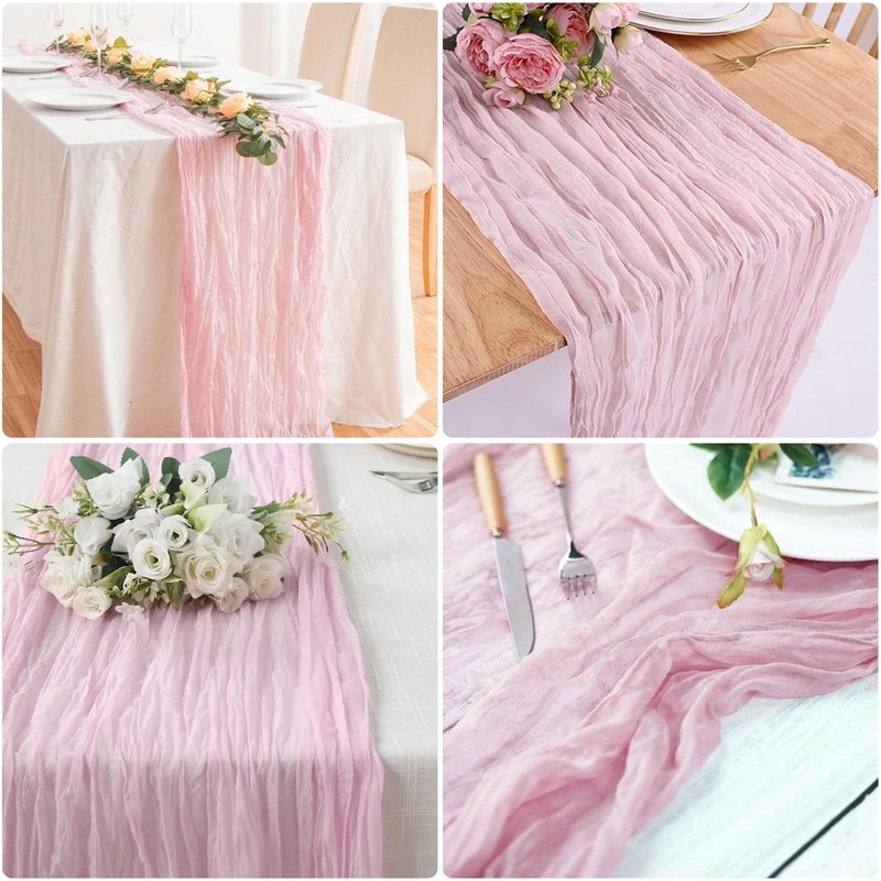 YALLOVE Cheese Cloth Table Runner, 1 Pack 90 x 400
