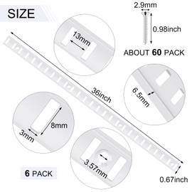 6 Pcs 36 Inch Shelf Pilaster and 36 Pcs Cabinet Shelf Clips Adjustable Shelf Rail Metal Mortise Mount Pilaster Strip Standard for Wall Bookcases Shelving System Closet Organization (White)