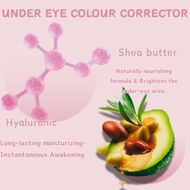 Under Eye Concealer Brightener & Correctors - Instant Anti-Aging Eraser Concealer For Dark Circles & Microgroove | Eye Colour Corrector With Hyaluronic Acid & Shea Butter Long-Lasting Makeup.