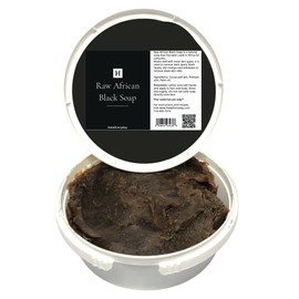 HalalEveryDay African Black Soap paste 16 oz - Made with pure Raw African Black soap - Free of all chemicals