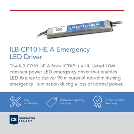 IOTA ILB CP10 HE A M5 Constant Power Emergency LED Driver for Class 2 Luminaires, 10 Watts, Silver