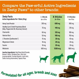 Zesty Paws Calming Dog Chews for Stress Anxiety Thunder Fireworks and Oral Health All Ages