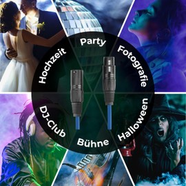 ETEC Professional XLR Audio Cable 1.5 m Microphone Cable Blue Plug Socket Lighting Technology Data Transfer Music Sound