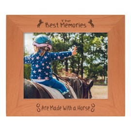 ThisWear Sentimental Photo Frame The Best Memories Are Made With A Horse Wood Engraved 8x10 Landscape Picture Frame