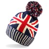 UNISEX UNION JACK FLAG BOBBLE BEANIE HAT