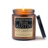 The Burlap Bag 9oz Soy Candles (Greetings from Austin)