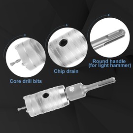 10pcs Concrete Hole Saw Kit, SDS Plus Extension Shank Mansonry Cement Wall Drill Bit TCT Core Drill Set Tungsten Hole Cutter for Drilling Brick Concrete Cement Stone