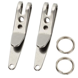 SuperglockT Silver Key Ring Key Clip Carabiner with Key Ring Keyring Stainless Steel Key Holder Multiclip Multi-Purpose Tactical Clip 38 x 7 mm (2)