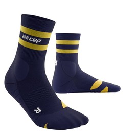 CEP - 80's Compression Socks HIKING MID-CUT for Men | Mid Height Hiking Socks with Improved Merino Quality | Men's Trekking Socks for Optimal Footstep Safety, Peacoat/Gold