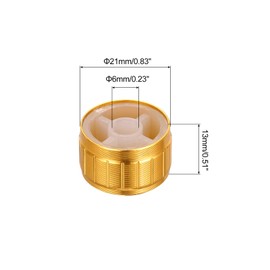MECCANIXITY Potentiometer Control Knob 6mm D Type Shaft Electric Guitar Power Amplifiers Stereos, Bass 180 Degrees 6x21x13mm Aluminum Plastic Knobs Gold 5PCS