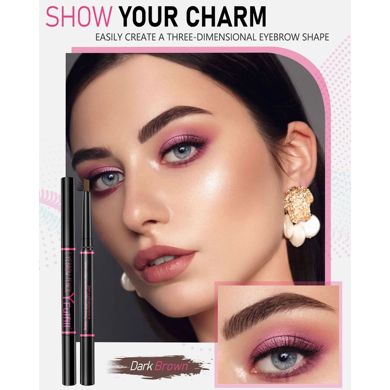 YFulfill Eyebrow Pencil Dark Brown Waterproof, Eye Brow Pencil Dark