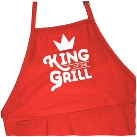 ApronMen, King of the Grill Adjustable BBQ Apron for Men, Red, One Size