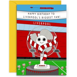 Football Fan Birthday Card - Liverpool Fan - A5 Sized Card (148mm x 210mm) with Yellow Envelope. Designed and Printed in the UK
