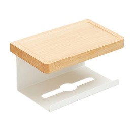 HaiFanWJ Wall Hanging Solid Wood Bathroom Storage Rack, Bathroom Tissue Organizer, Toilet Paper Storage Rack Hanging on The Wall (White Shelving)