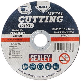Sealey PTC/100CET Cutting Disc Ø100 x 1.2mm 16mm Bore