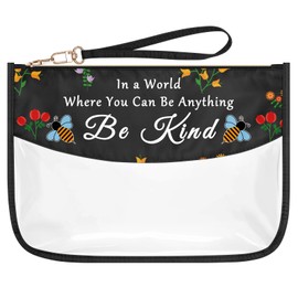 Bee Theme Makeup Bag Motivational Gifts for Daughter Sister Inspirational Gifts for Her PVC Cosmetic Bag Birthday Graduation Gifts for Girls Women Friends Travel Zipper Toiletry Bag Makeup Pouch