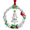 Mulumu 2024 Christmas Tree Ornament Metal Silver Hanging Rotatable Design