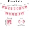 BOXOB Welcome Baby Sign Banner, Pink Bow Welcome Baby Party