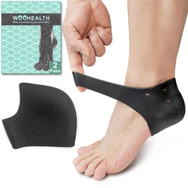 WOOHEALTH Silikon-Fersenschoner für rissige Fersen (2 Paar), Gel-Schutz zur Feuchtigkeitsregulierung bei Blasen, Plantarfasziitis und Achillessehnenentzündung, Fersenschmerzlinderung für Männer und