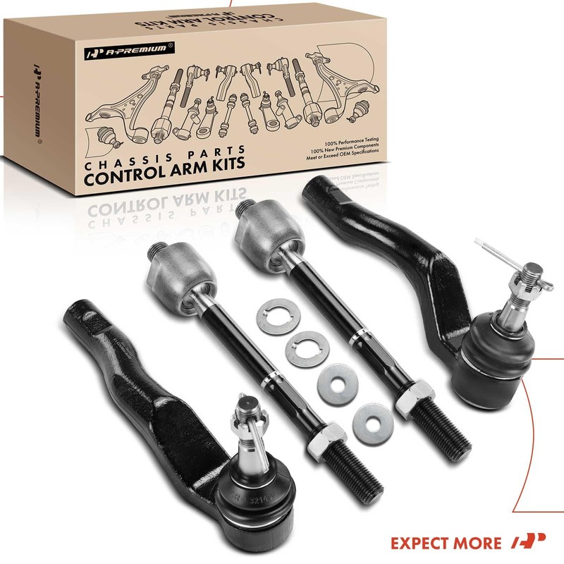 A-Premium Set of 4, Front Inner and Outer Tie Rod