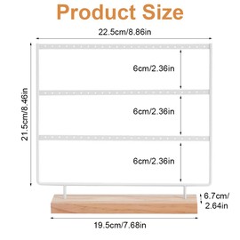 WhizNook 60 Holes Jewellery Stand Earring Holder Earring Stand 3 Animal Earring Stand with Wooden Base Earring Stand Earring Display Stand for Hanging Earrings (White)