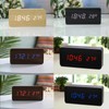 ThreeH Digital Alarm Clock 3 Alarm Setting Voice Control Wooden