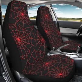 KEIAHUAN Red Spider Web Car Seat Covers Front Seat Only Washable Breathable Universal Auto Front Seats Cover Car Interior Accessories Fits for Car,SUV Sedan,Truck 2 Piece