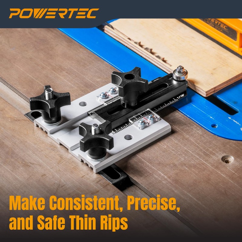 POWERTEC Thin Rip Jig for Table Saw - Sliding Guide
