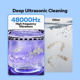 TurboTidy Retainer Cleaner, Ultrasonic Cleaner for Retainers, Mouth Guards, Night Guards & Dentures, Jewelry Cleaner, 48kHz & 3 Timer Modes with UV, 200ml for All Dental Appliances