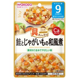 Wakodo Gugu Kitchen with Plenty of Ingredients, Japanese Style Boiled Salmon and Potatoes, 2.8 oz (80 g) x 3 Packs
