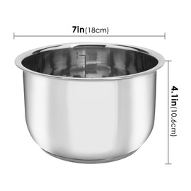Linkidea Reiskocher Innentopf Ersatz, 304 Edelstahl Schnellkochtopf Topf, Multi-Cooker Ersatz Innenschale Kompatibel mit AROMA-ARC-954SBD (Silber)