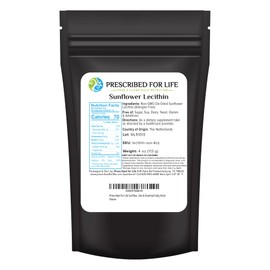 Prescribed For Life Sunflower Lecithin Powder, Unbleached, Gluten Free, Vegan, Non GMO, Soy Free, Kosher, Naturally Rich in Choline & Essential Fatty Acids (4oz / 113g)