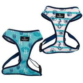 Ancol Soho Dog Reversible Harness in Nautical/Coral - Weatherproof and Lightweight Stylish Puppy Outfit - Comfortable Pet Accessory - Medium