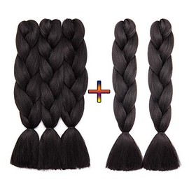 24inch 5PCS Braiding Hair Extensions Jambo Braids Ombre Hair Crochet Twist Braids Hairpieces Synthetic - Natural Black