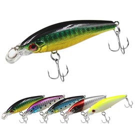 Senvenelec 5 x 3D eyes lure, crank baits, sea and freshwater fishing baits, artificial bionic rigid baits.