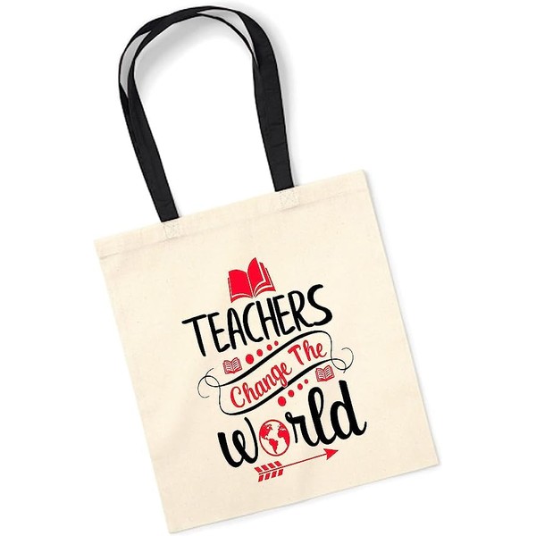 Los Eventos de la Tata. Borsa Tote Bag con manico rosa da regalare a insegnanti insegnanti, Teacher nero