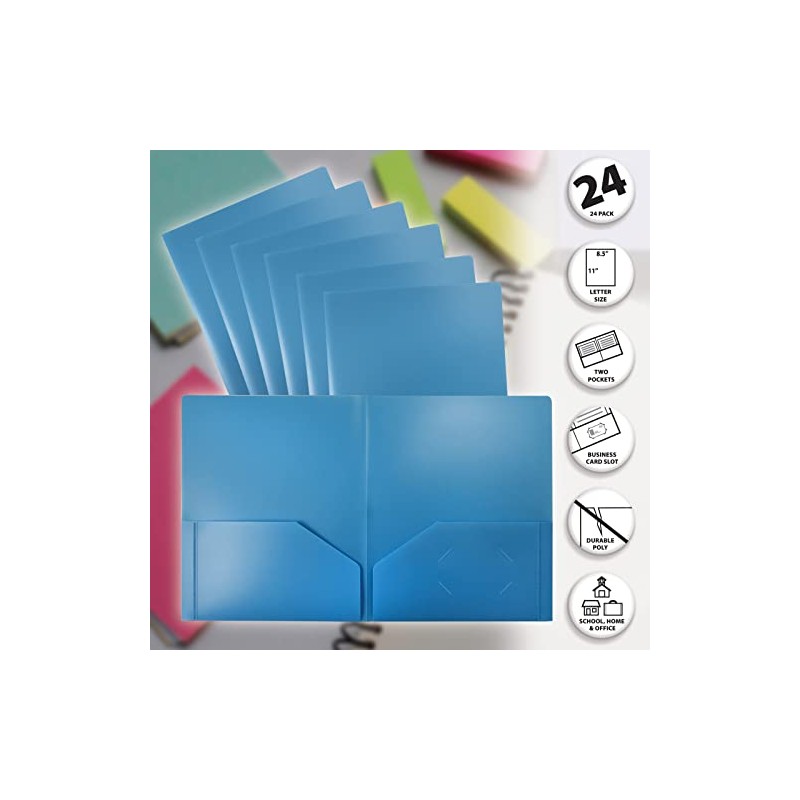 Better Office Products - Carpeta de plástico de 2 bolsillos,