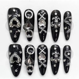 Nail Tip, 3D, Long, Blue, Red, Pink, Black, Popular, Korean, Summer, Youth, Spring, Autumn, Winter, Short, False Nail, Popular, 3D Fashionable, School Entrance Ceremony, Graduation Ceremony