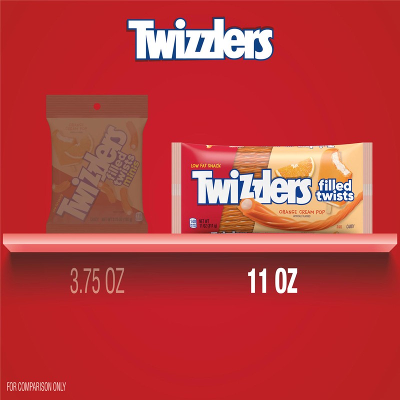 TWIZZLERS Filled Twists Orange Cream Pop Flavored, Chewy Candy Bags,